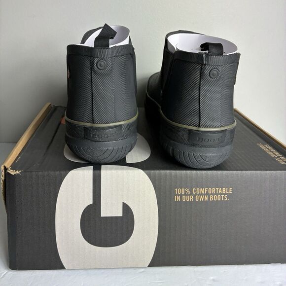 BOGS Mens Digger Slip On Work Boots US 13 EU 46 Black Round Toe Waterproof NIB - Picture 6 of 10